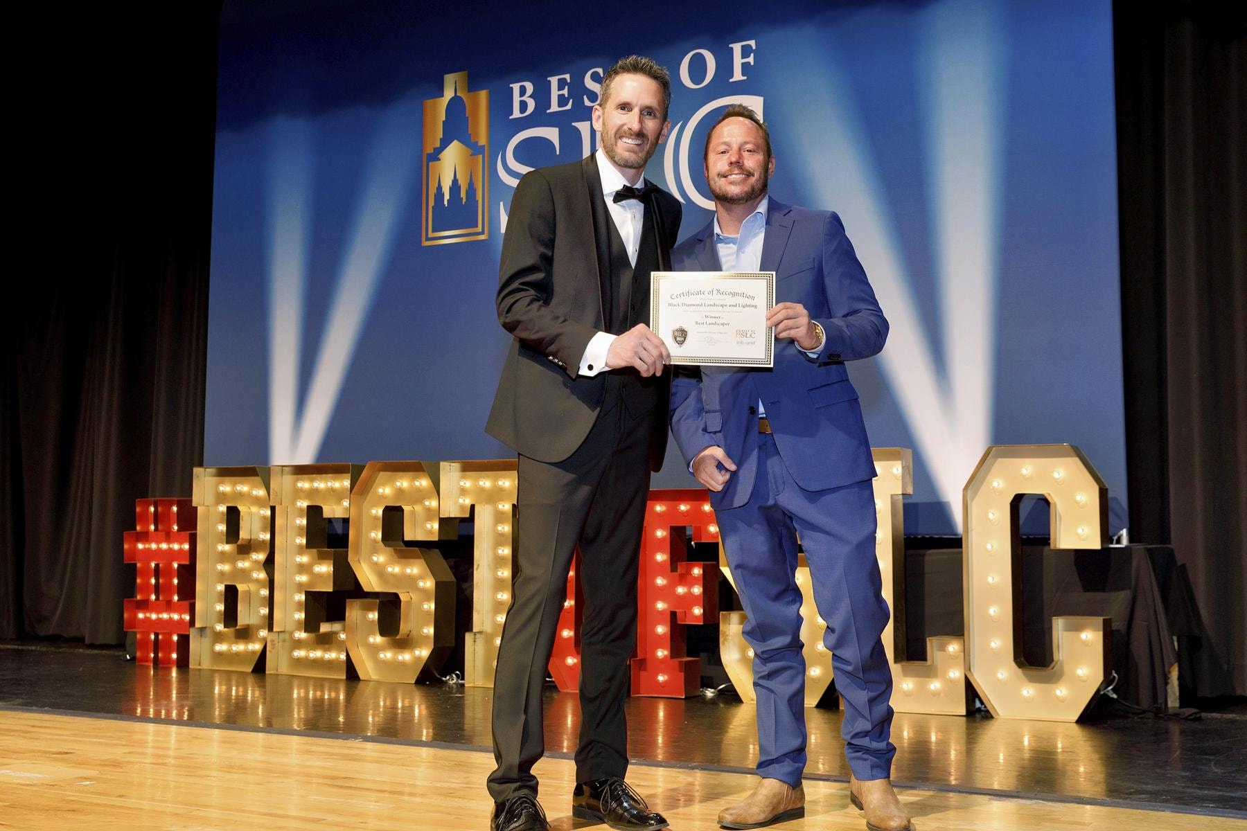Stephen George, CEO of Black Diamond Landscape and Outdoor Living, at the Best of SLC awards ceremony