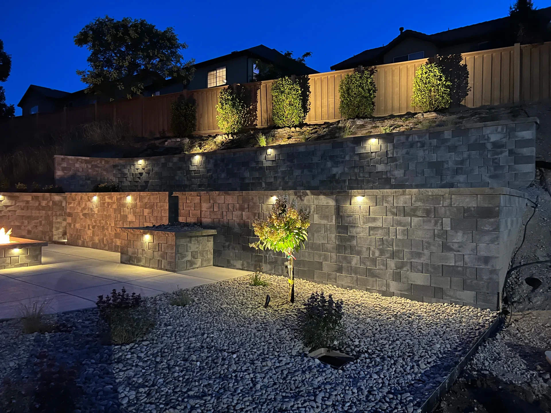 Terraced Belgard retaining wall system in a Draper, Utah backyard
