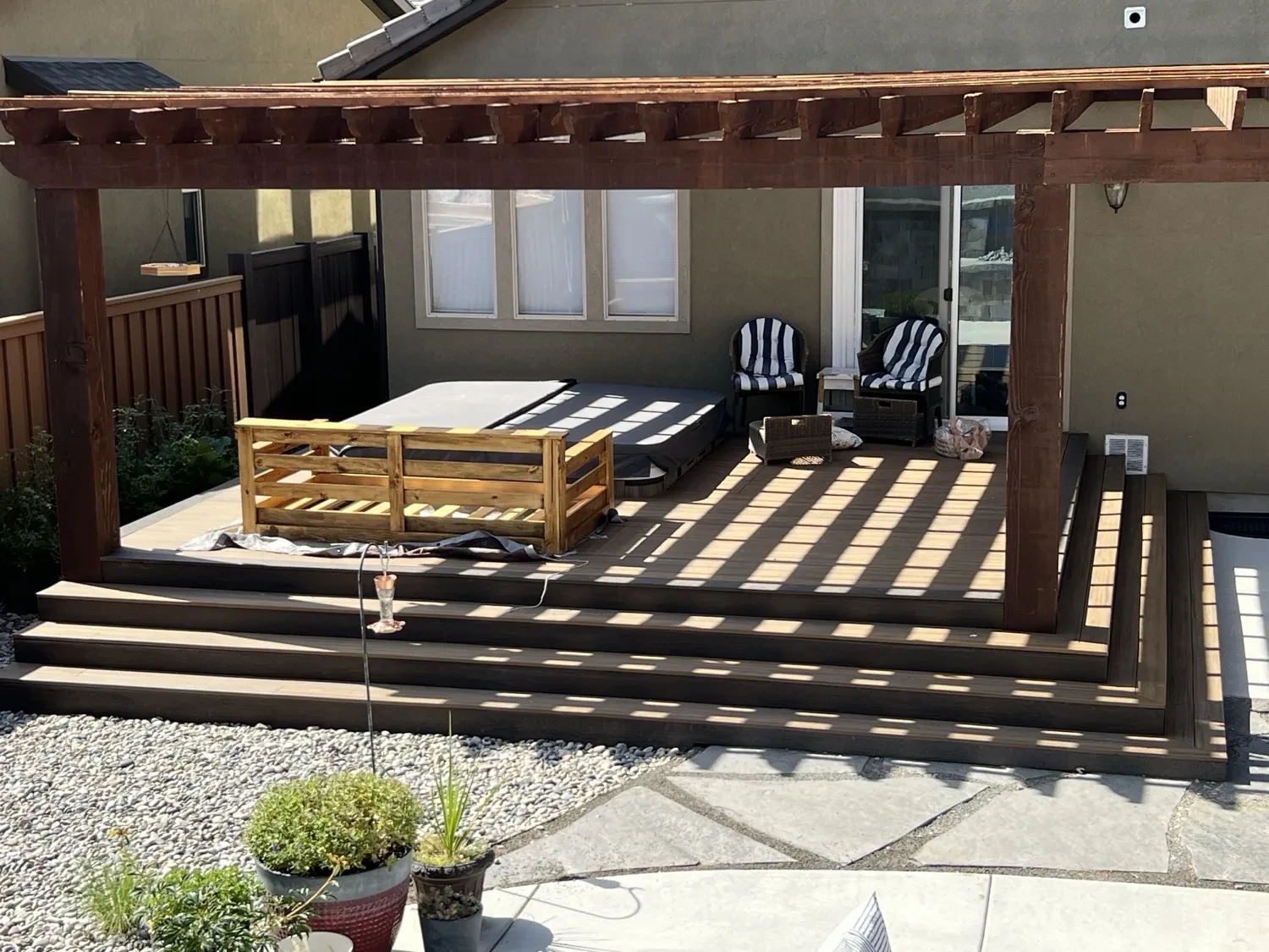 Trex Transcend Havana Gold wrap steps — Draper outdoor living project