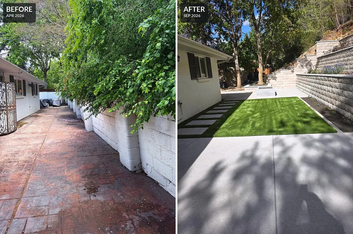 Before and after: side yard comparison