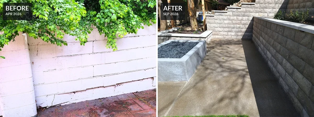 Before and after: retaining walls comparison