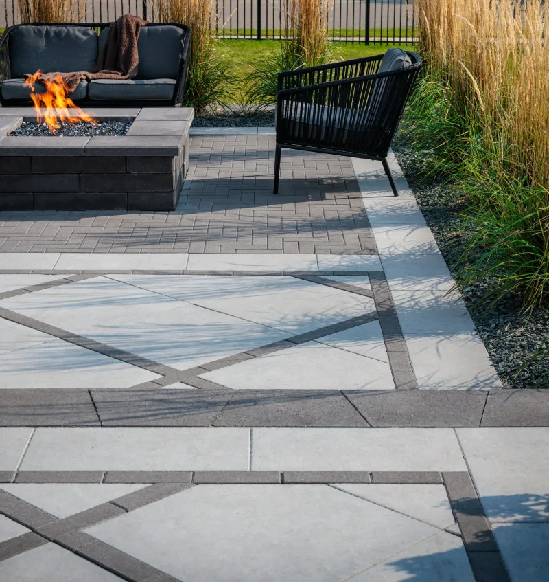 Belgard DimensionsSlab 24x24 patio with Melville Wall retaining system — manufacturer inspiration.